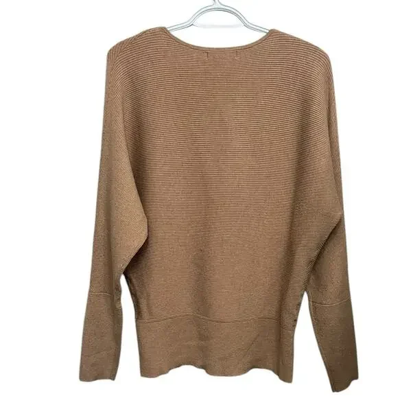 BANANA REPUBLIC Rina Rib‎ Wrap Front Camel Sweater Women’s Size Large - Picture 3 of 10